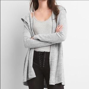 Gap softspun gray open hooded cardigan